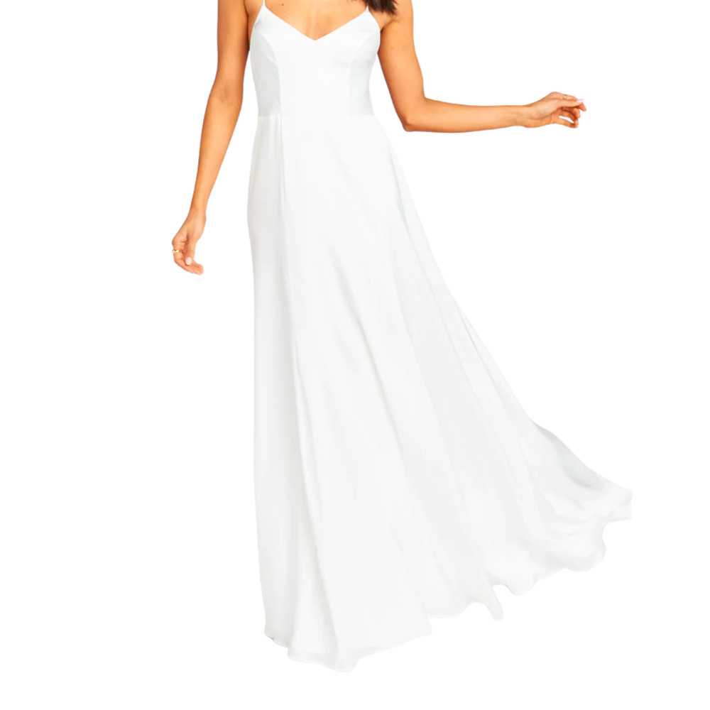 Show Me Your Mumu - Wedding Godshaw Godess Maxi Gown - White, "Ivory Luxe Satin" - Picture 2 of 9